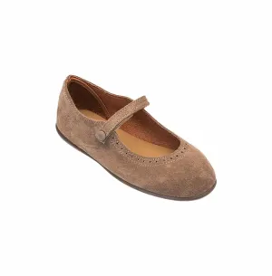Girl's Mary Jane Suede Shoes In Beige