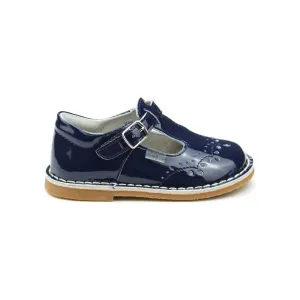 Girl's Ruthie Stitched Mary Jane Flat Shoes In Patent Navy