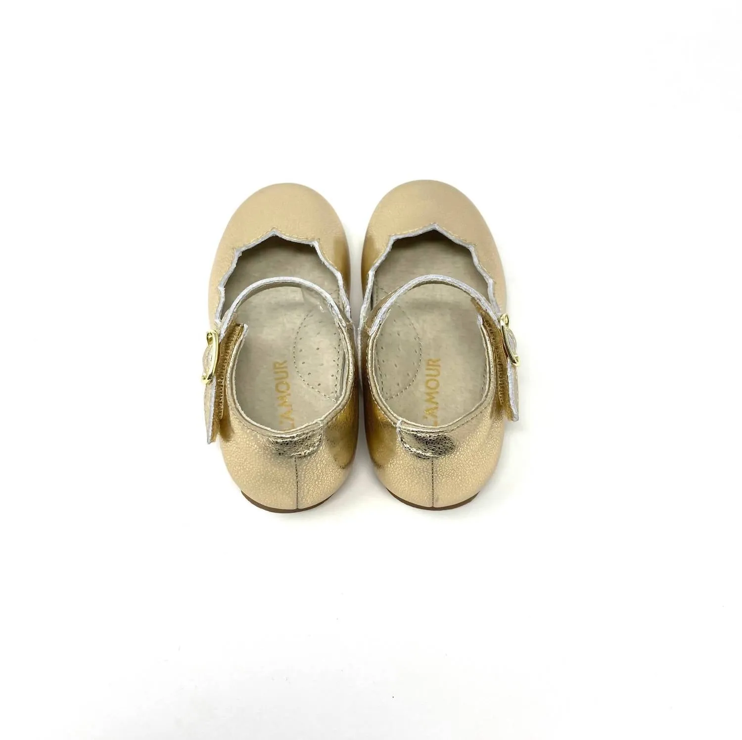 Girl's Sonia Scalloped Flat Shoes In Gold