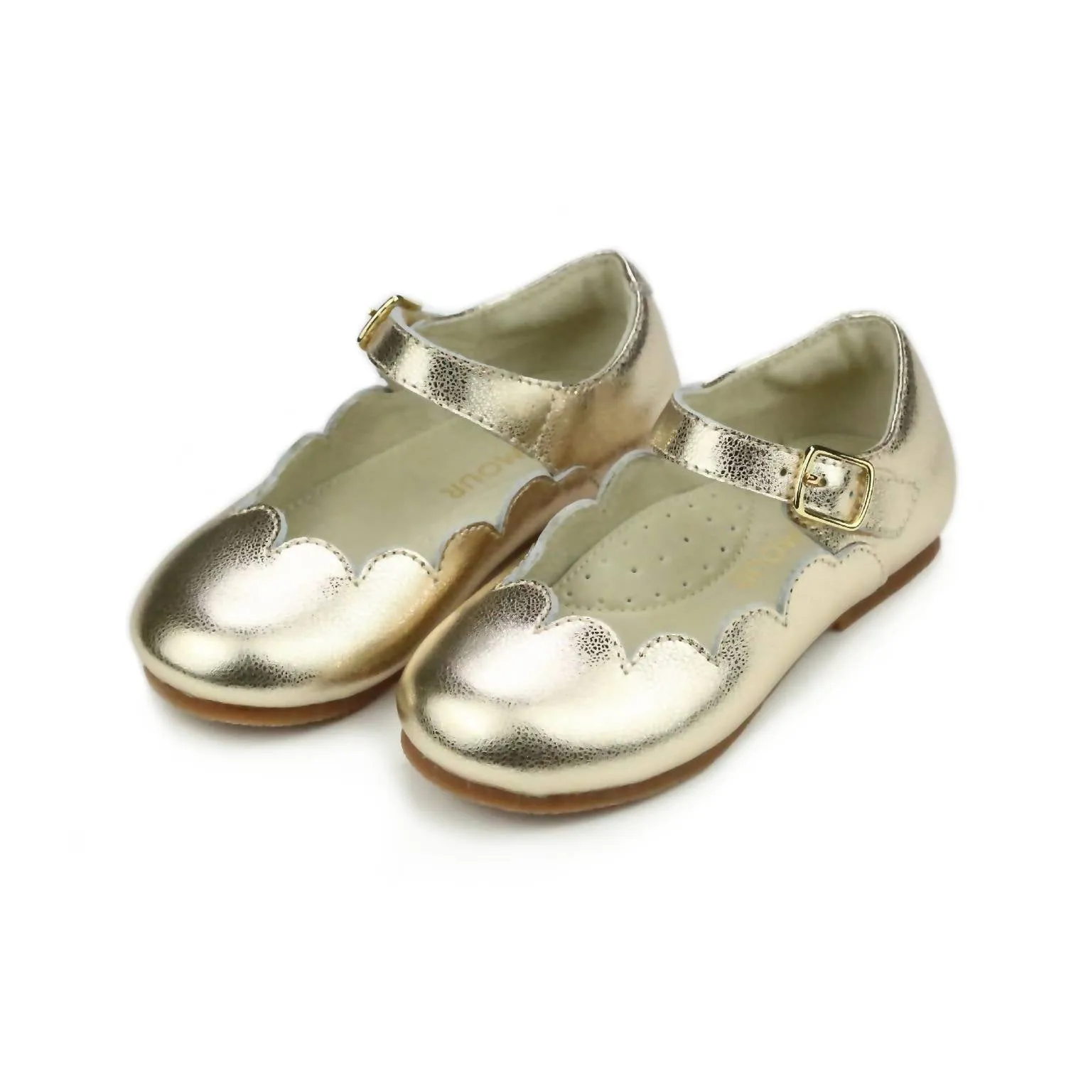 Girl's Sonia Scalloped Flat Shoes In Gold