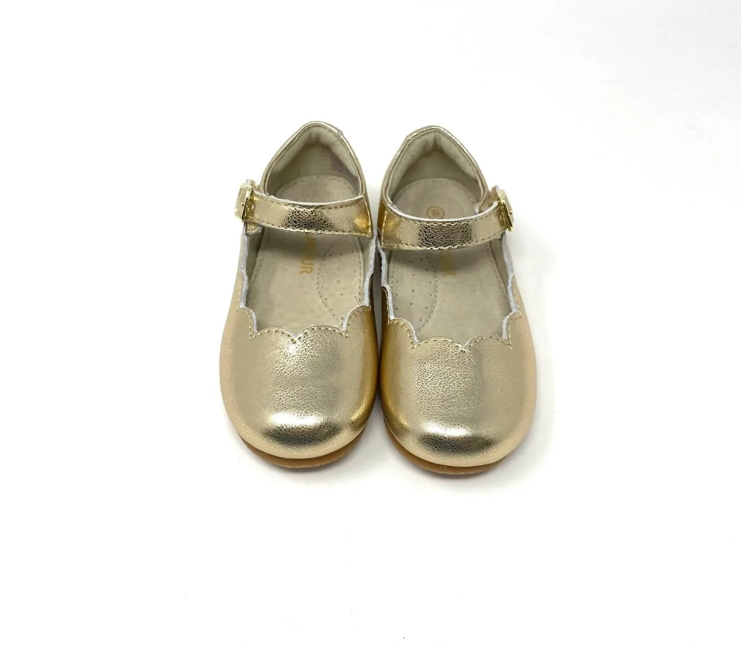 Girl's Sonia Scalloped Flat Shoes In Gold