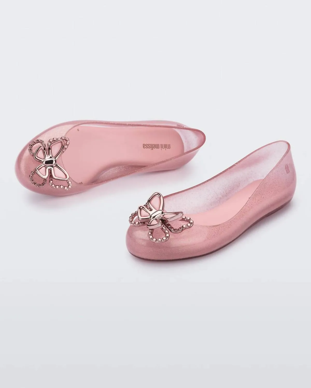 Girls' Sweet Love Butterly Flats In Pink Glitter