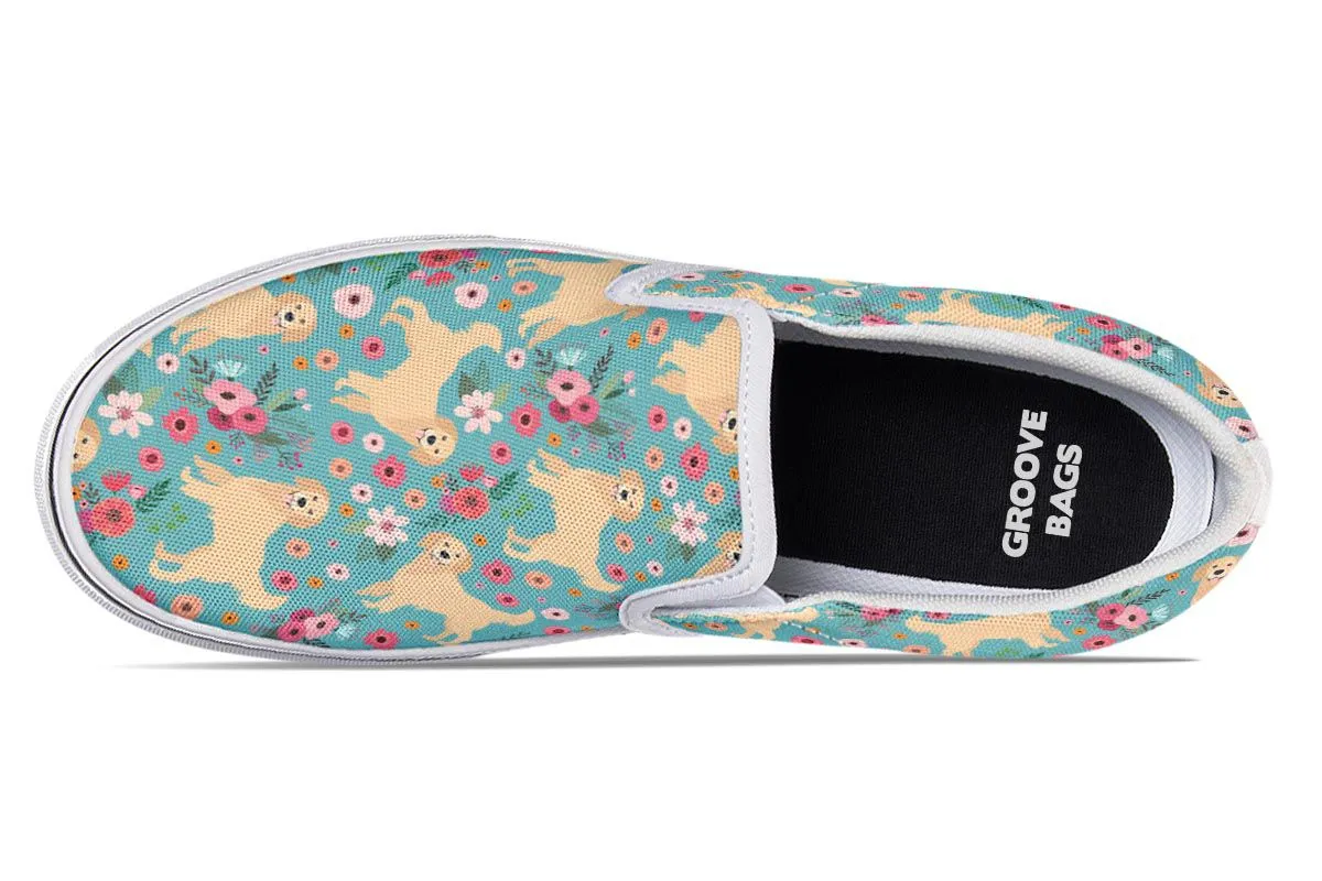 Golden Retriever Flower Slip-On Shoes