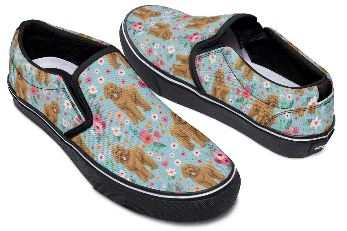 Goldendoodle Flower Slip-On Shoes