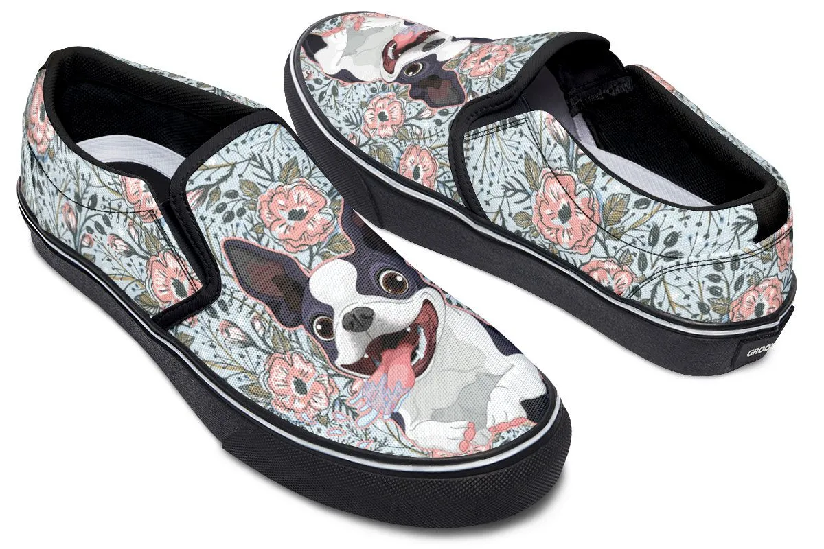 Goofy Boston Terrier Slip-On Shoes
