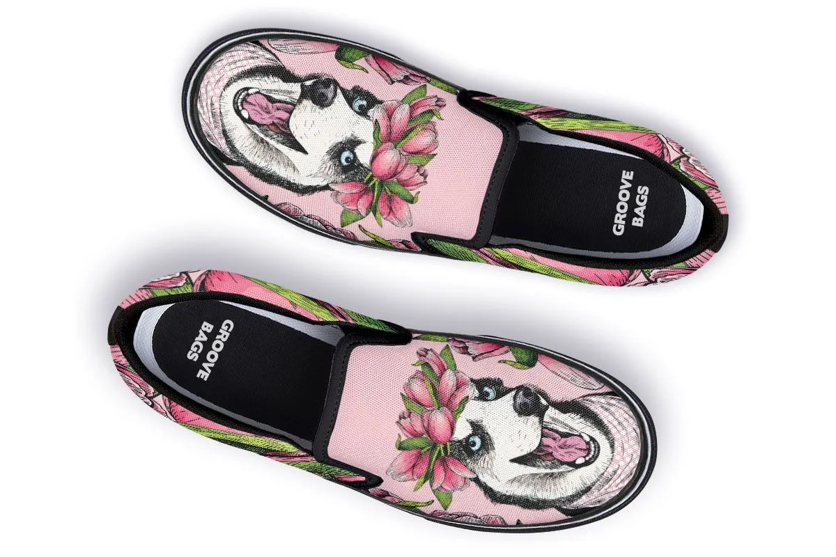 Goofy Siberian Husky Slip-On Shoes