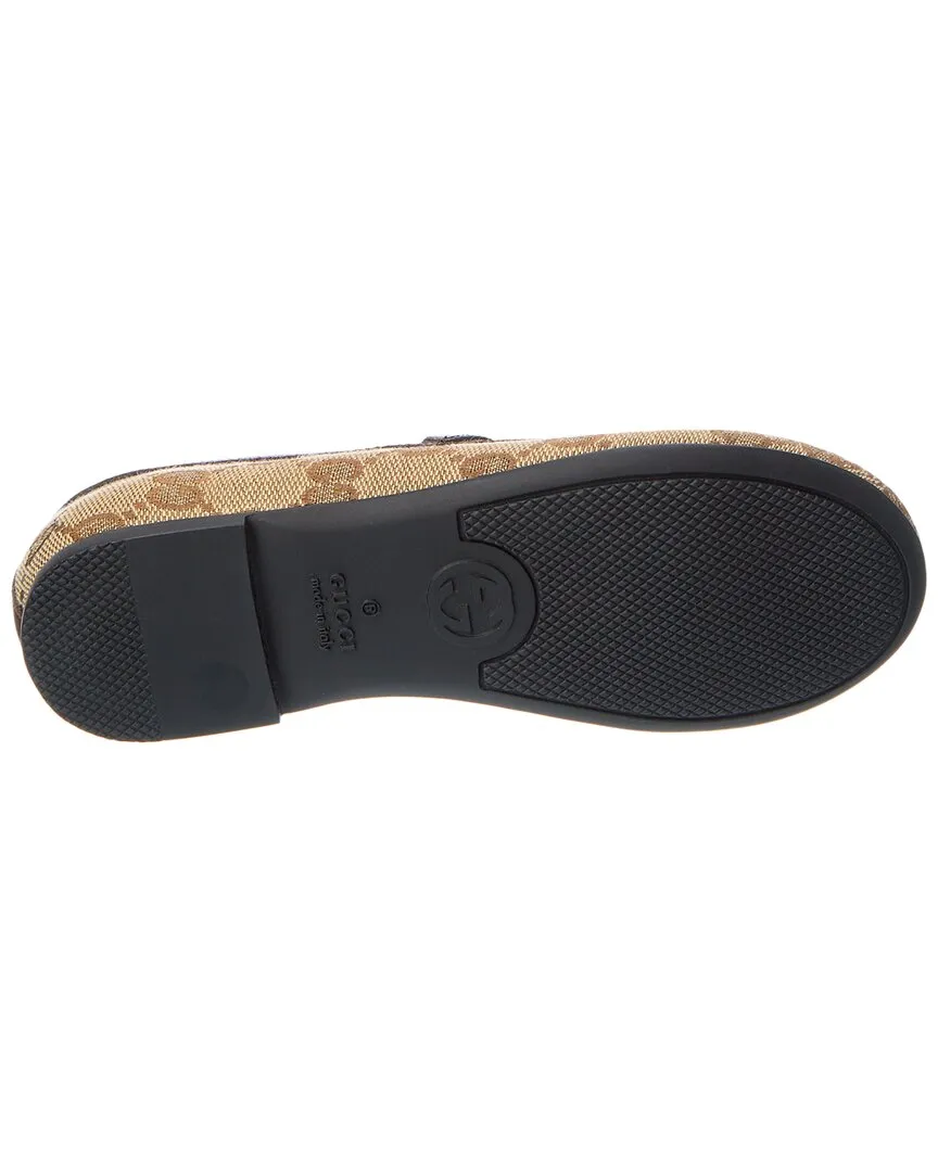 Gucci GG Canvas & Leather Flat
