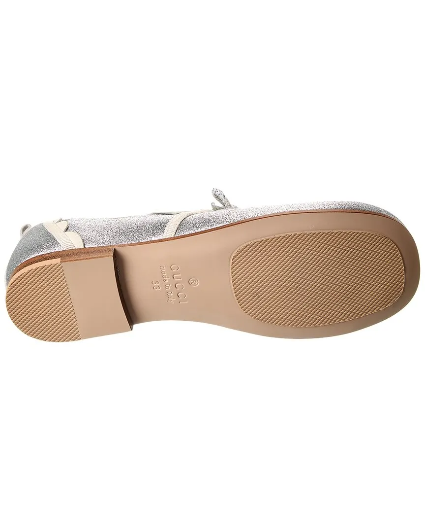 Gucci Glitter & Leather Flat