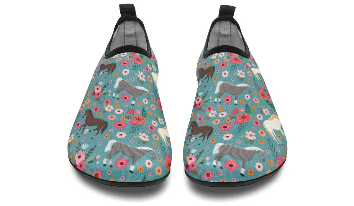 Horse Flower Aqua Barefoot Shoes