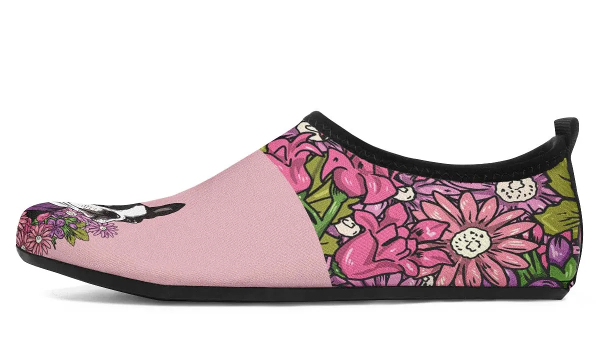 Illustrated Boston Terrier Aqua Barefoot Shoes