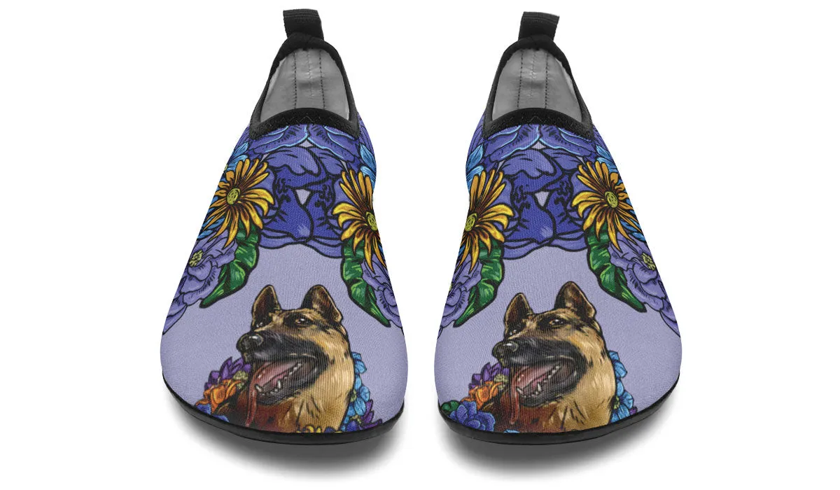 Illustrated German Shepherd Aqua Barefoot Shoes