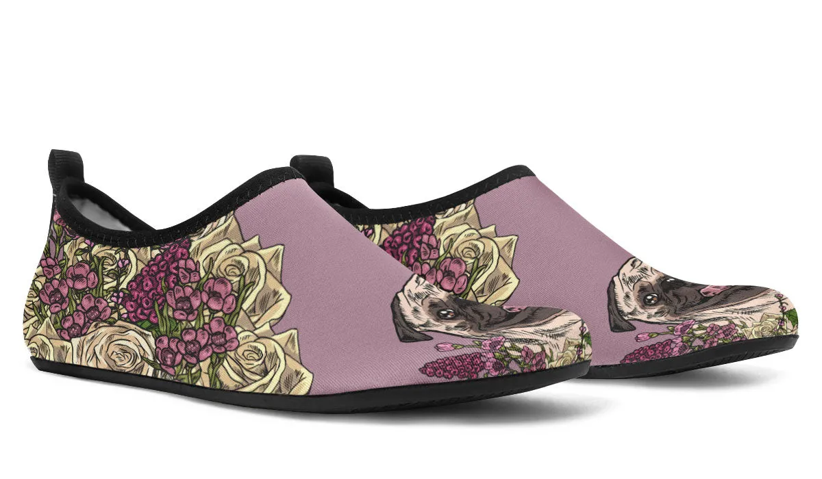 Illustrated Pug Aqua Barefoot Shoes