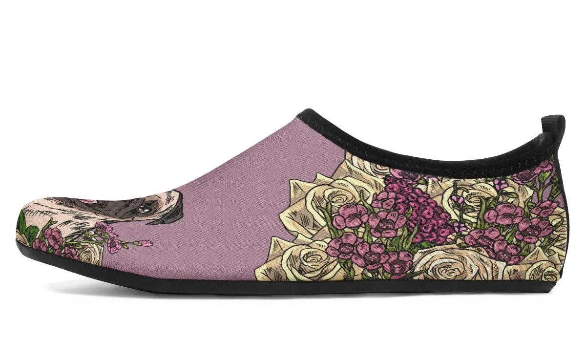 Illustrated Pug Aqua Barefoot Shoes
