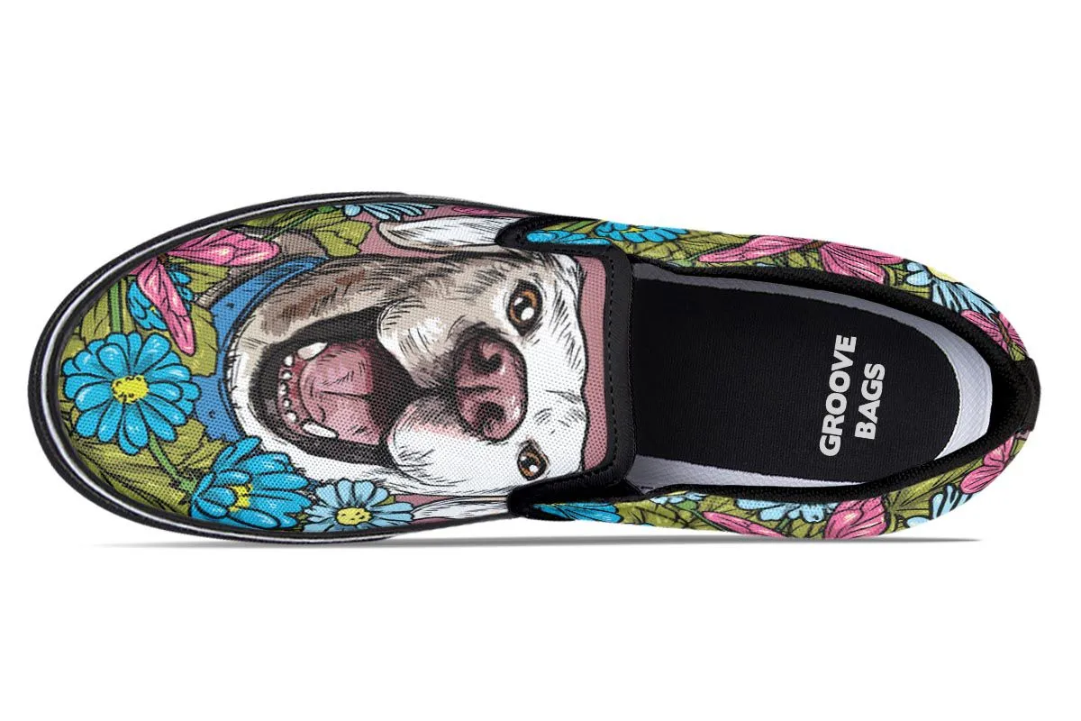 Illustrated White Labrador Retriever Slip-On Shoes