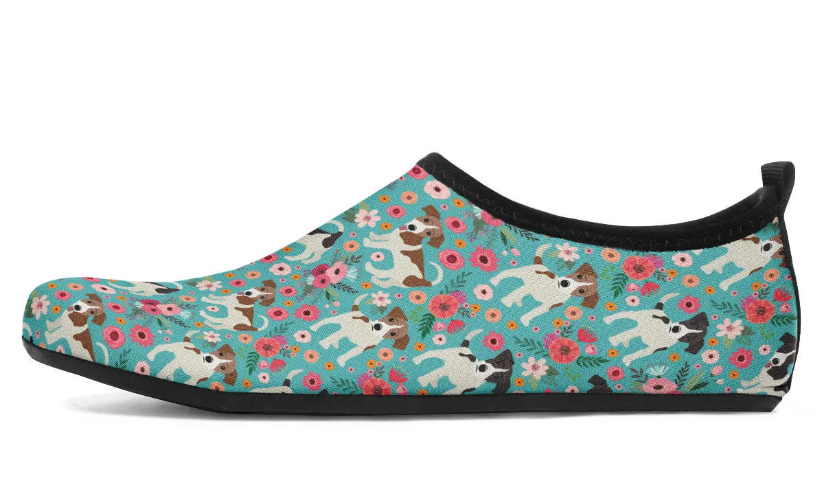 Jack Russell Flower Aqua Barefoot Shoes
