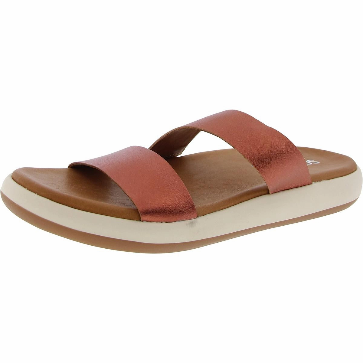 Jenna Womens Solid Leather Slide Sandals