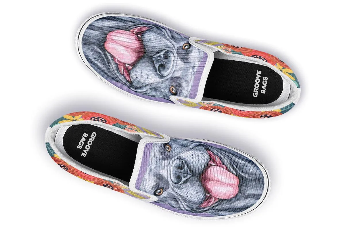 Joyful Grey Pit Bull Slip-On Shoes