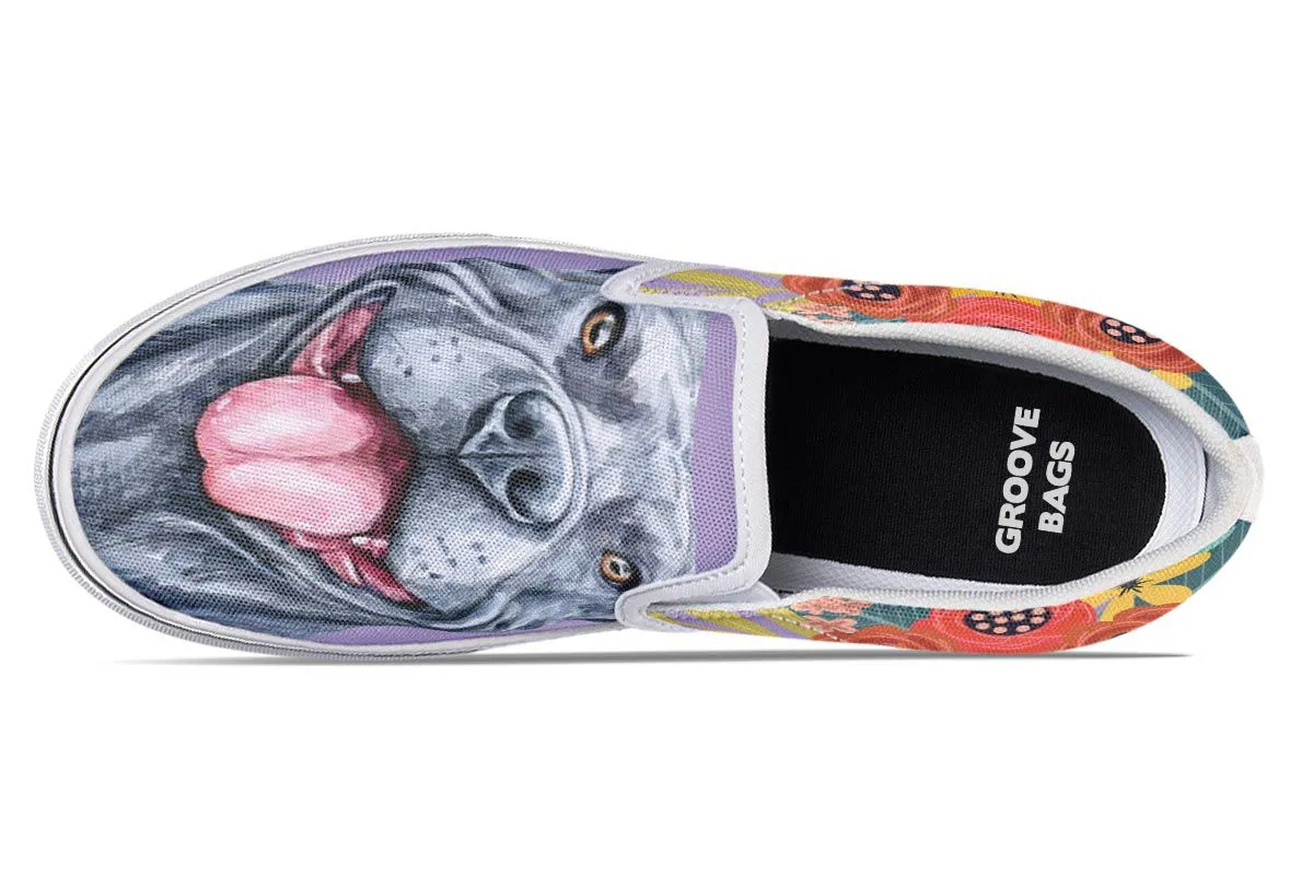 Joyful Grey Pit Bull Slip-On Shoes