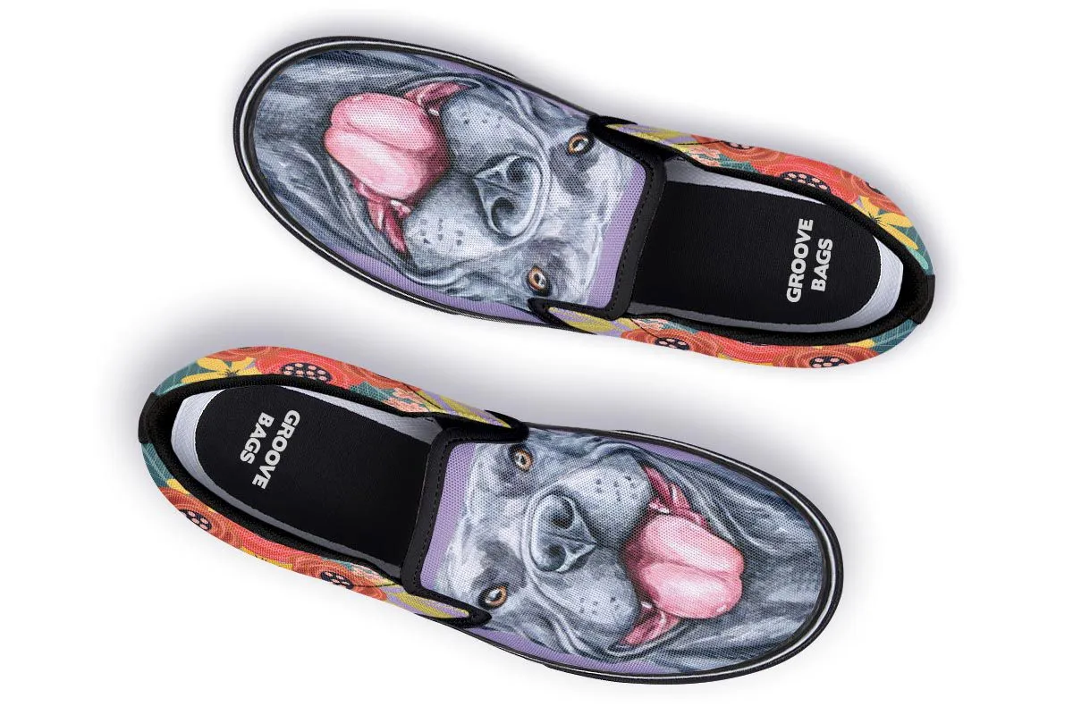 Joyful Grey Pit Bull Slip-On Shoes