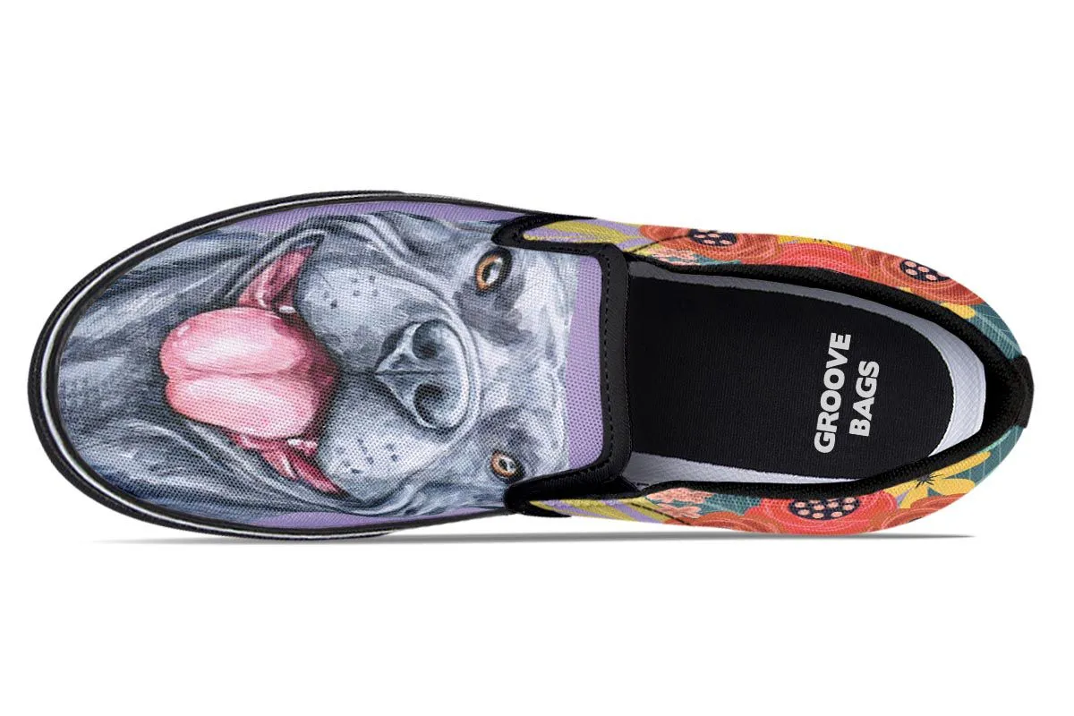 Joyful Grey Pit Bull Slip-On Shoes