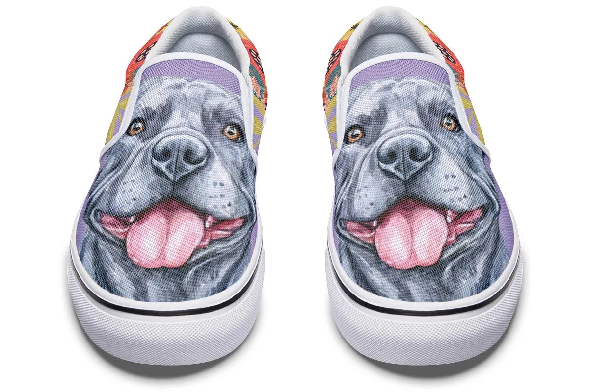 Joyful Grey Pit Bull Slip-On Shoes