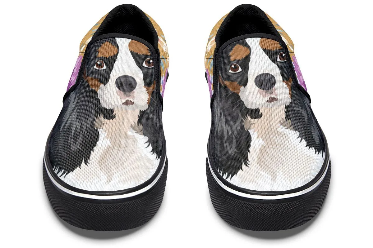 King Charles Spaniel Dog Portrait Slip-On Shoes