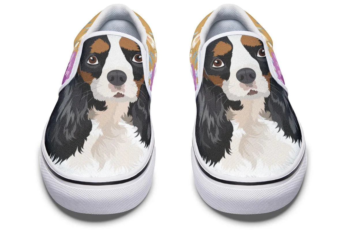 King Charles Spaniel Dog Portrait Slip-On Shoes