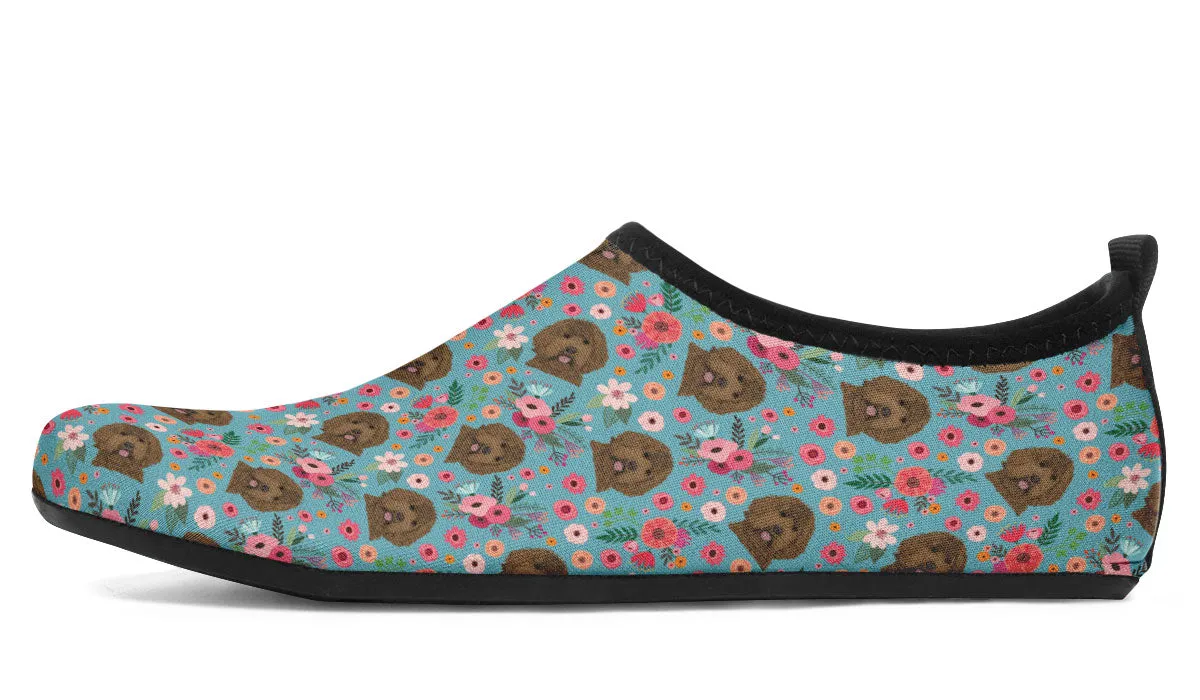 Labradoodle Flower Aqua Barefoot Shoes