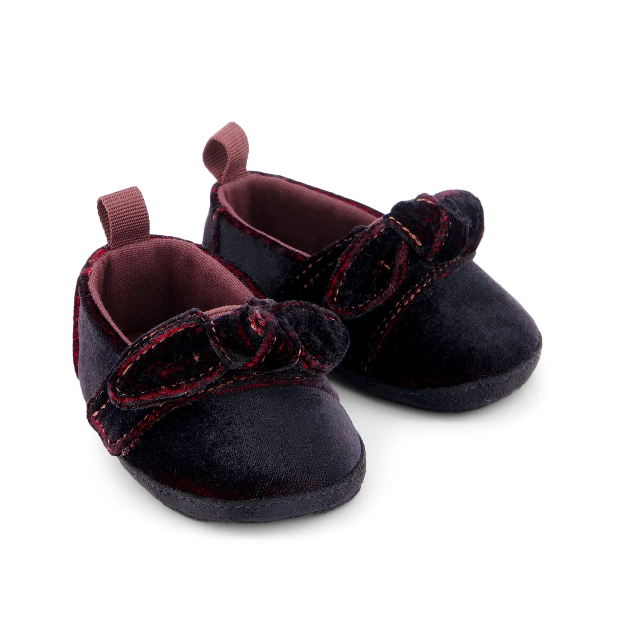 Layette Alpargata Burgundy Velvet Toddler Crib Shoe