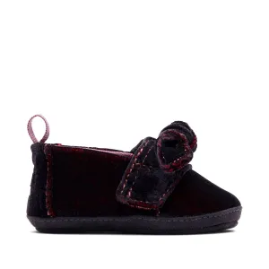 Layette Alpargata Burgundy Velvet Toddler Crib Shoe