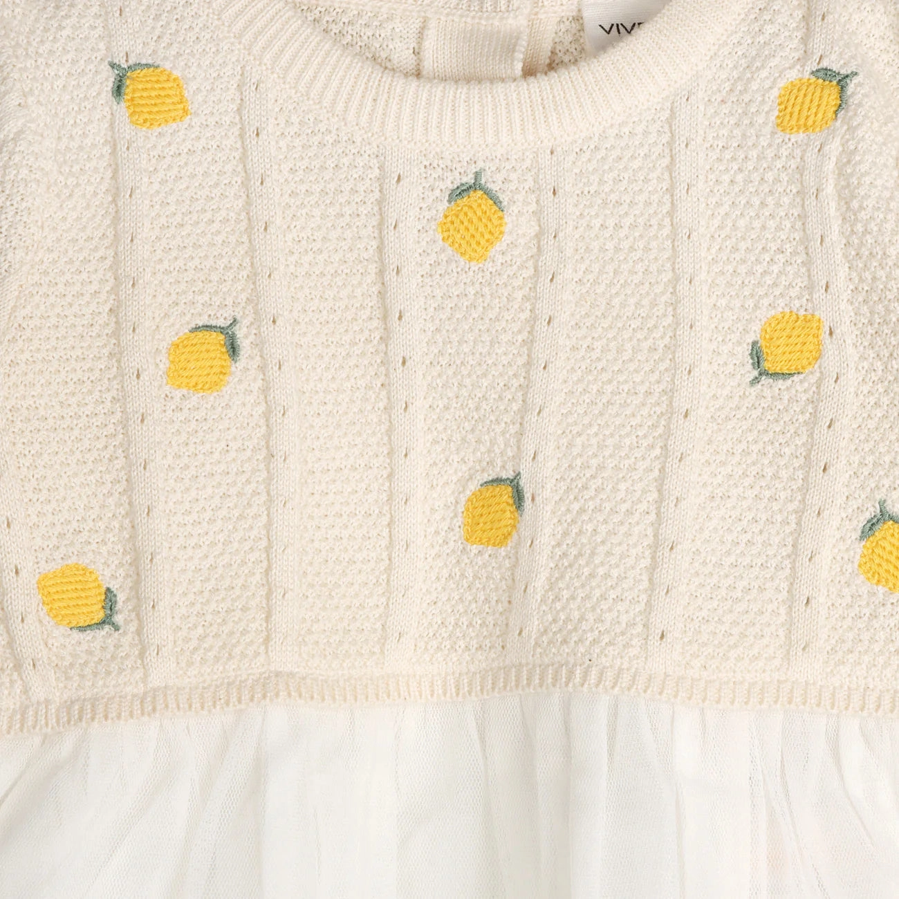 Lemon Embroidered Pointelle Knit Tutu Baby Dress (Organic Cotton)