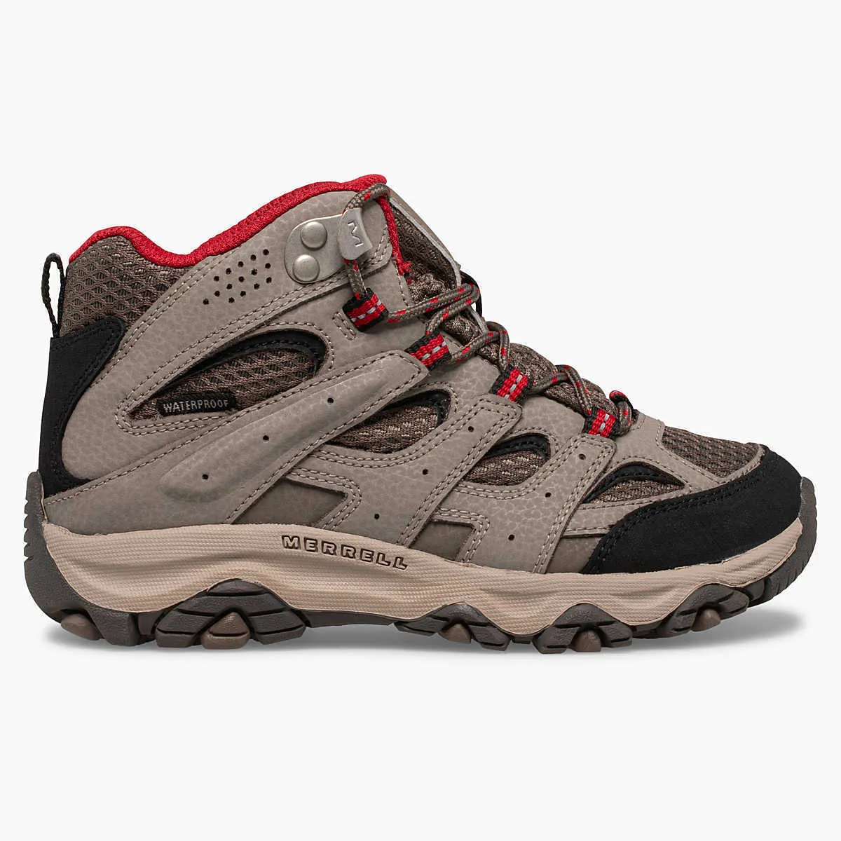 Merrell Moab 3 Mid MK265701 Kids Boulder Red Leather Waterproof Ankle Boots TF72