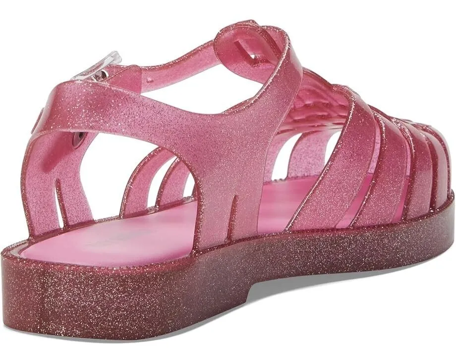 Mini Melissa Possession Shiny Sandals Kids US 2 Glitter Pink Cutout Ankle KHD158