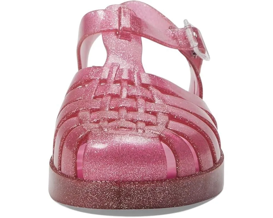Mini Melissa Possession Shiny Sandals Kids US 2 Glitter Pink Cutout Ankle KHD158