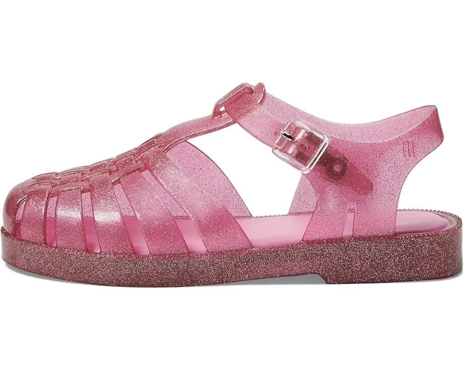 Mini Melissa Possession Shiny Sandals Kids US 2 Glitter Pink Cutout Ankle KHD158