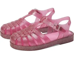Mini Melissa Possession Shiny Sandals Kids US 2 Glitter Pink Cutout Ankle KHD158