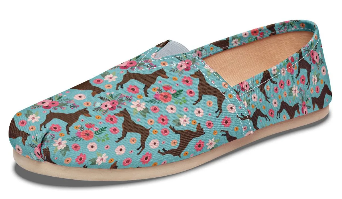 Miniature Pinscher Flower Casual Shoes