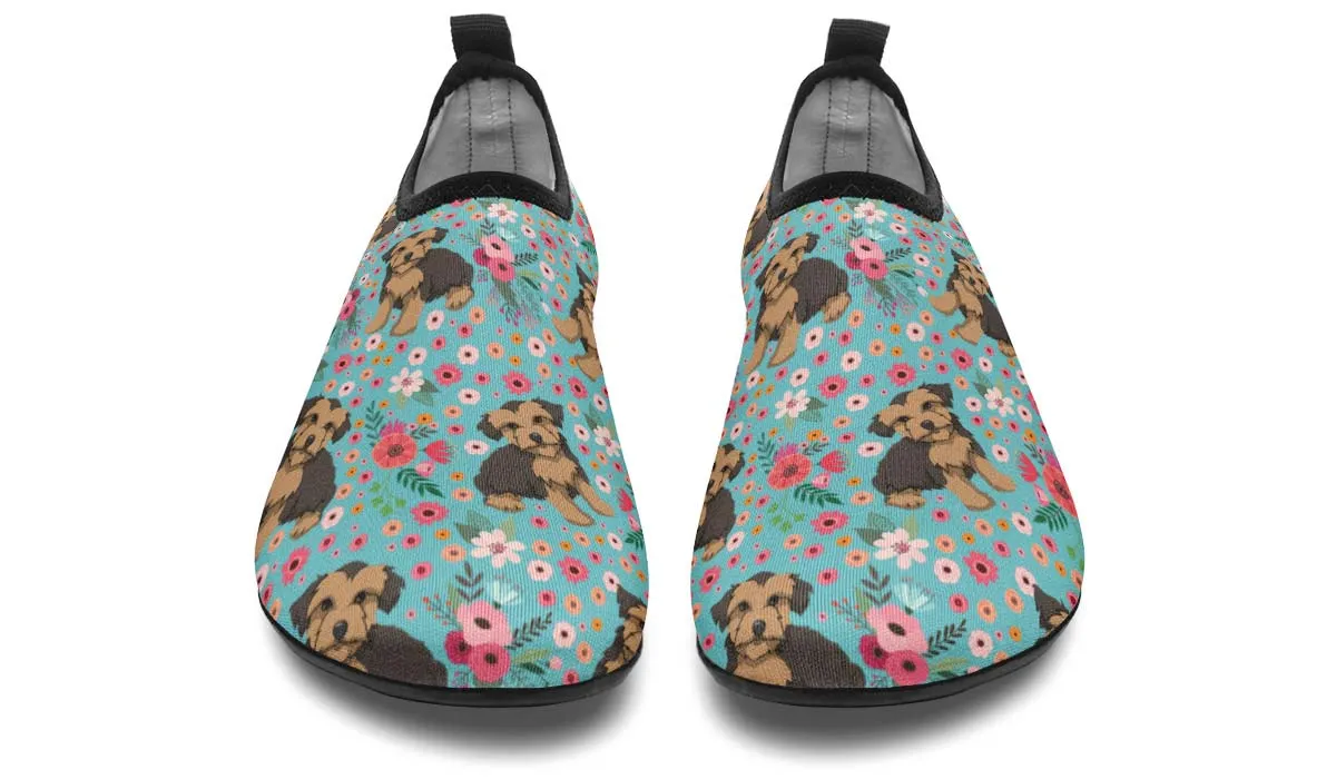 Morkie Flower Aqua Barefoot Shoes