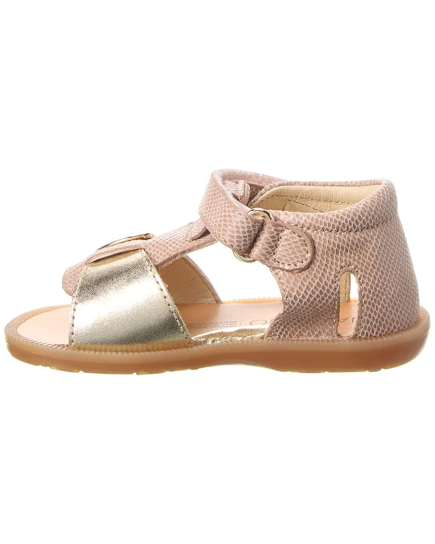 Naturino Quarzo Lizard-Embossed Suede Sandal