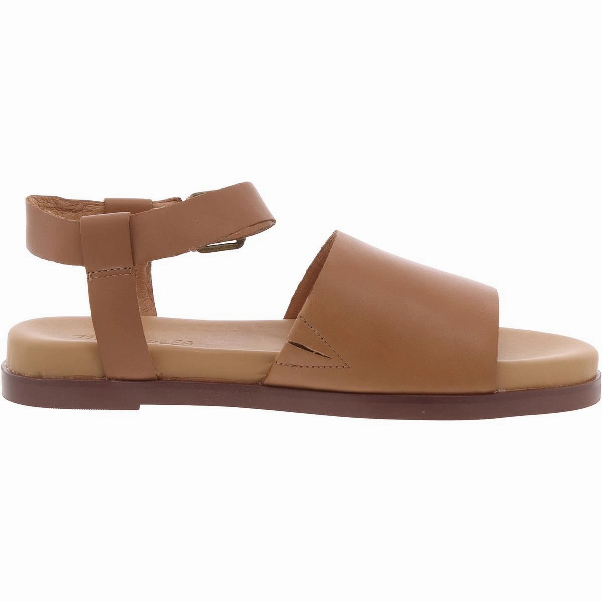 OPEN TOE ANKLE STRAP SANDAL Womens Cushioned Footbed Leather Strappy Sandals