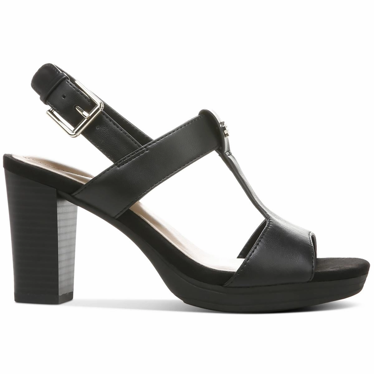 Paulette Womens Faux Leather T-Strap Block Heel