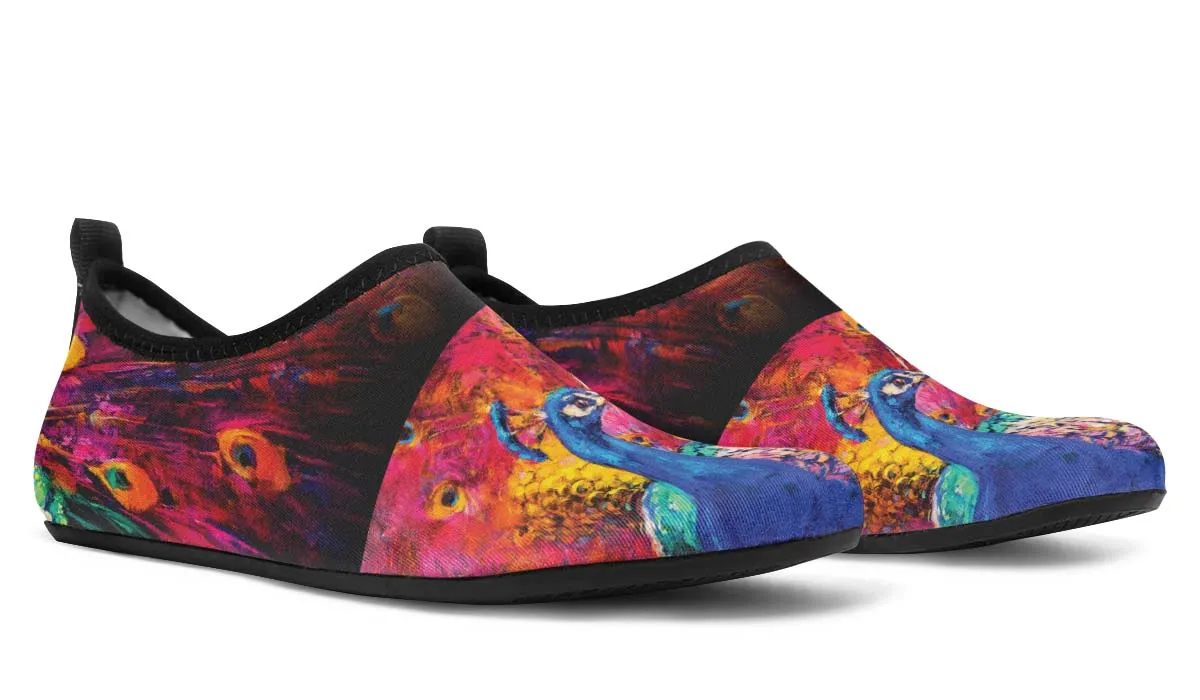 Peacock Painting Aqua Barefoot Shoes