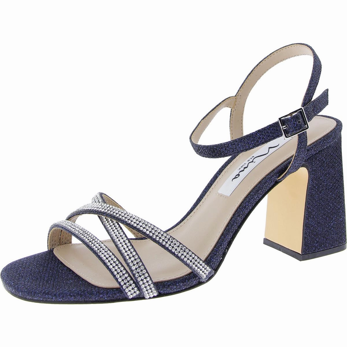 Quella Womens Glitter Criss-Cross Slingback Sandals