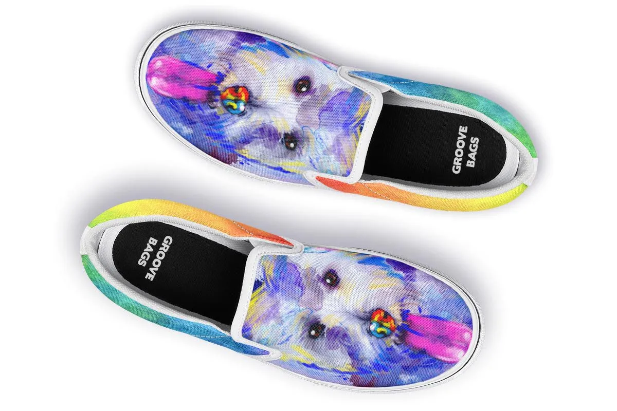 Rainbow Westie Slip-On Shoes