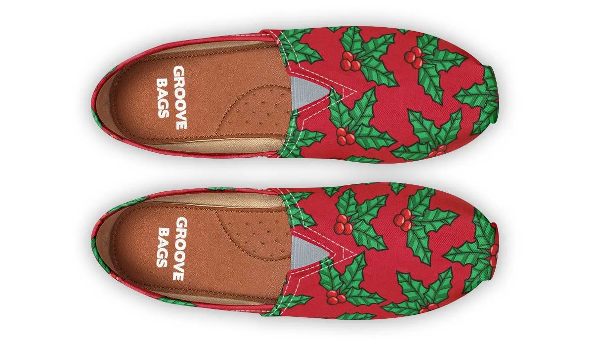 Red And Green Mistletoe Casual Shoes