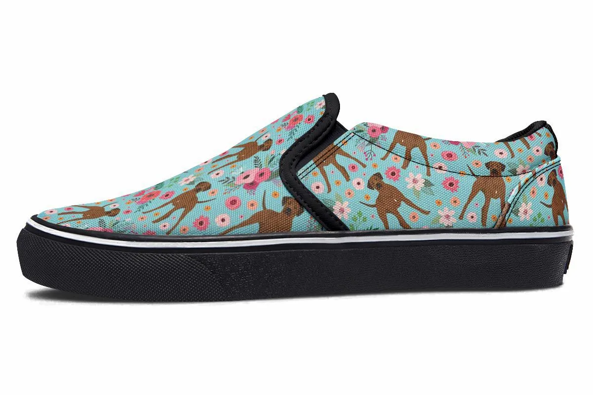 Rhodesian Ridgeback Flower Slip-On Shoes