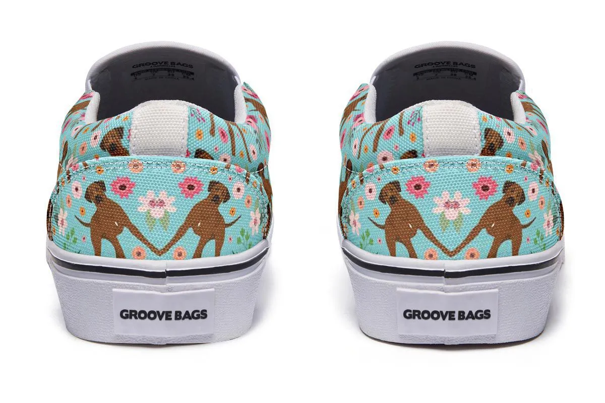 Rhodesian Ridgeback Flower Slip-On Shoes