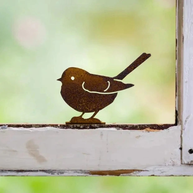 Rusty Metal Chickadee Silhouette