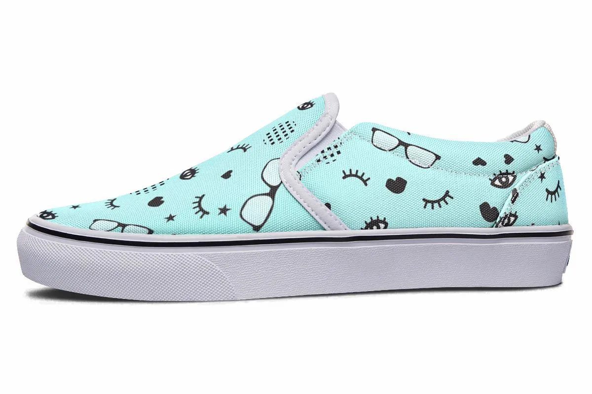 Rx Eye Glasses Pattern Slip-On Shoes