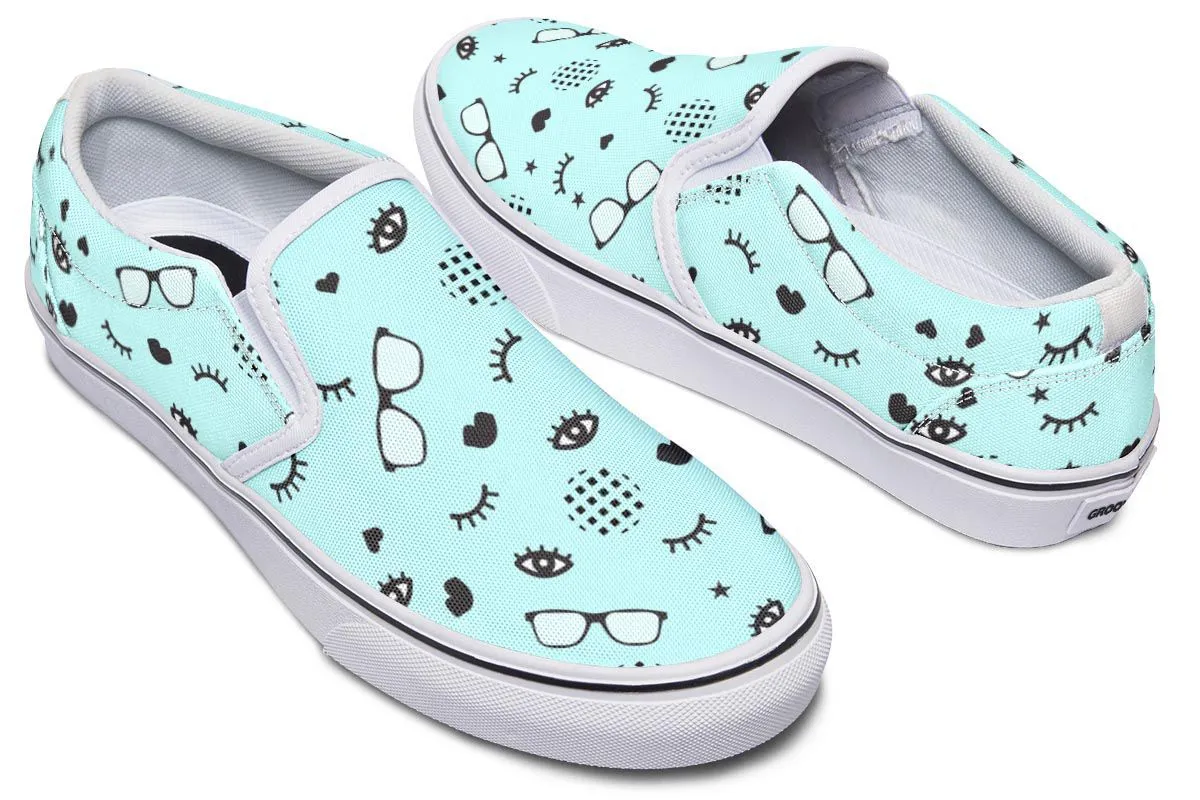Rx Eye Glasses Pattern Slip-On Shoes